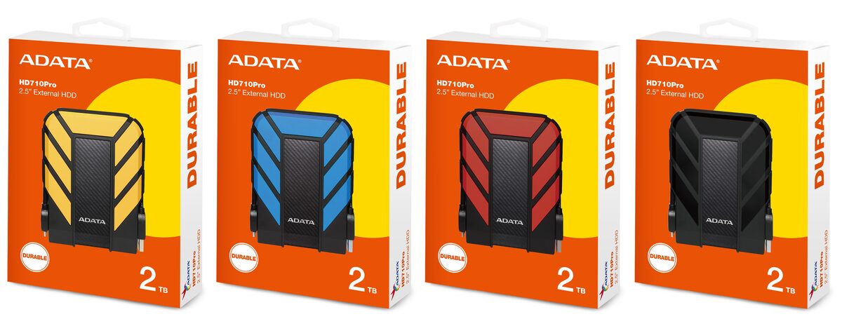 خرید هارد اکسترنال ای دیتا مدل HD710 Pro ظرفیت 2 ترابایت از بین 4 رنگ مختلف زرد، آبی، قرمز و مشکی
